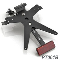 Nastavitelný držák SPZ RIZOMA FOX s osvětlením SPZ a odrazkou, "univerzální", černá